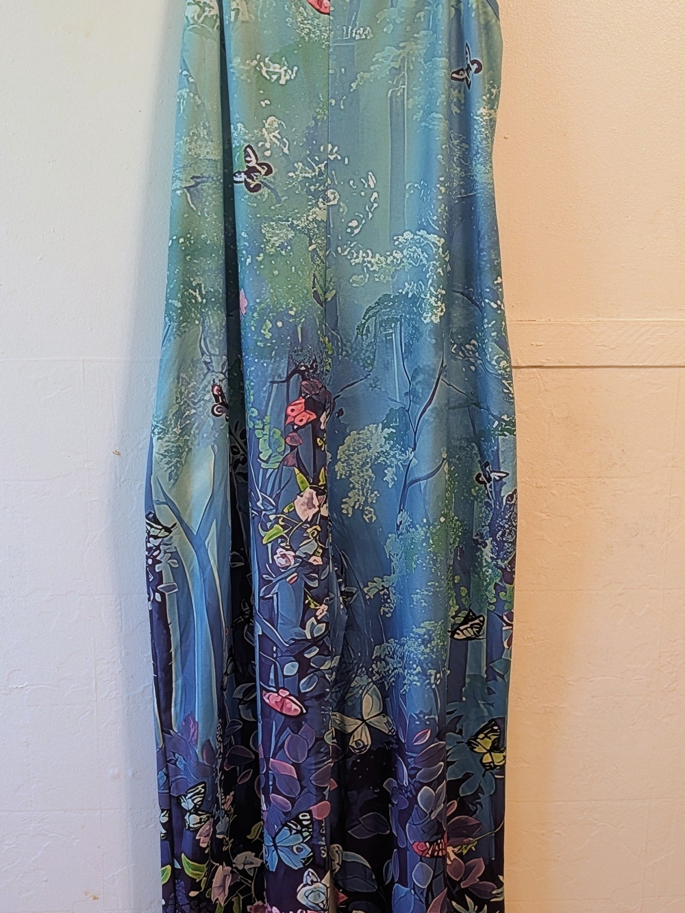 Floating Floral Blue Maxi Skirt